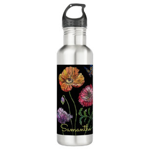 Hübsche Pflöten auf Schwarzwaldfarbe Edelstahlflasche