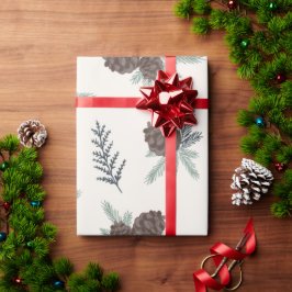 Hübsche Pine Cone Weihnachtsfeiertage Grüne Geschenkpapier