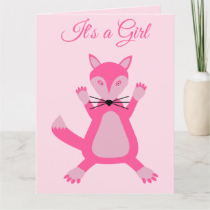 Hübsche Pink Baby Fox Custom Gender Reveve Karte