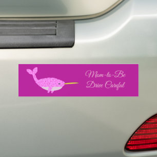 Hübsche Pink Baby Girl Narwhal-Mama Autoaufkleber