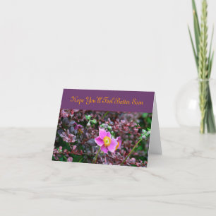 HÜBSCHE PINK-BLUME MIT GOLDZENTRUM/ GUT BEKOMMEN KARTE