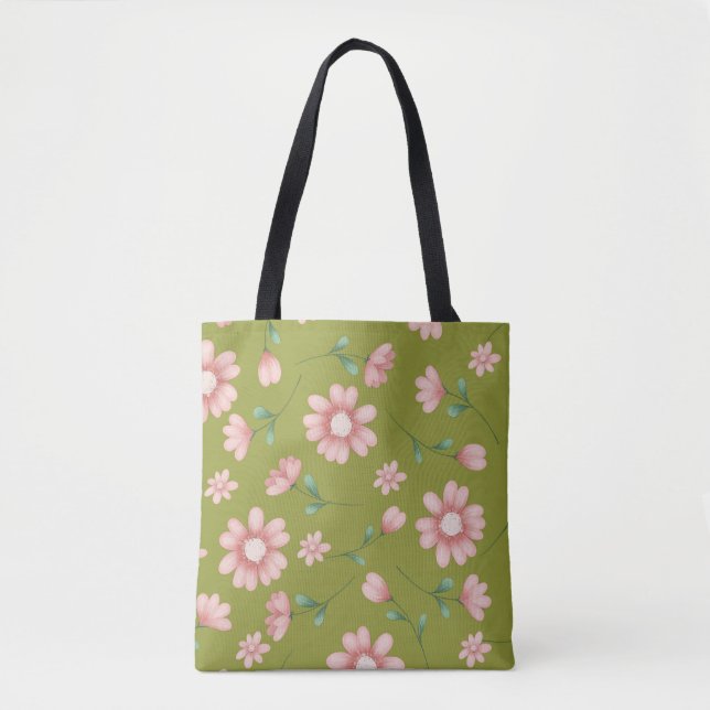 HÜBSCHE PINK BLUME TASCHE (Vorderseite)