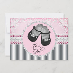Hübsche Pink Diamonds and Pearls Baby Dusche Einladung