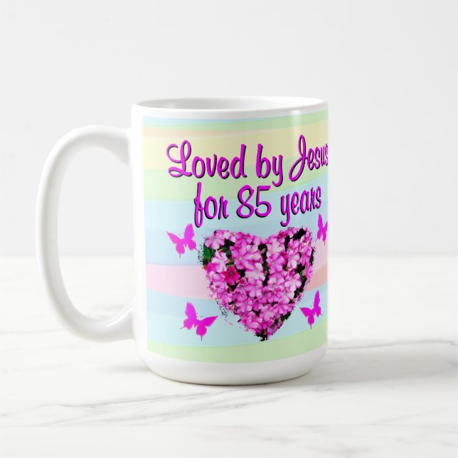 HÜBSCHE PINK FLORAL 85. GEBURTSTAG TASSE (Links)