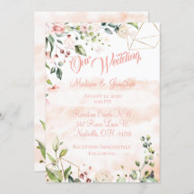 Hübsche Pink Floral Script Hochzeit