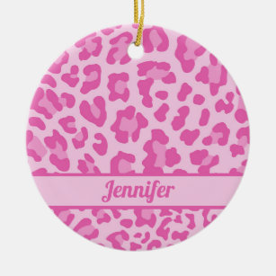 Hübsche Pink Leopard Monogram Girl Animal Print Keramik Ornament