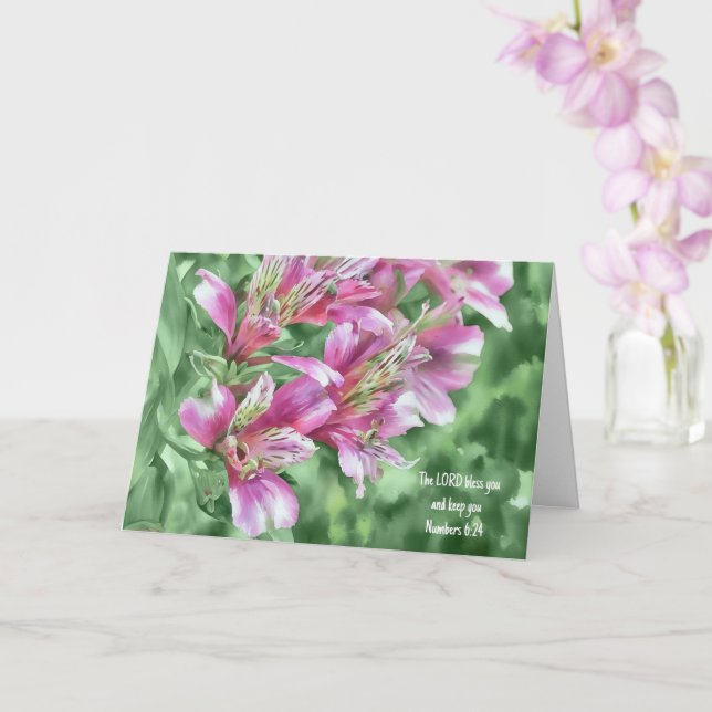 Hübsche Pink Lily Blume Bible Verse Gedanken Karte (Orchidee)