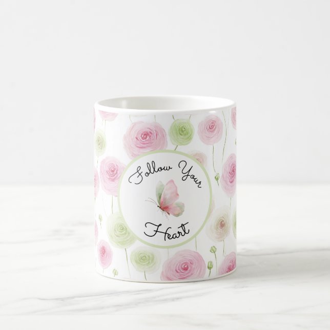 Hübsche Pink Mint Ranunculus   Kaffeetasse (Mittel)
