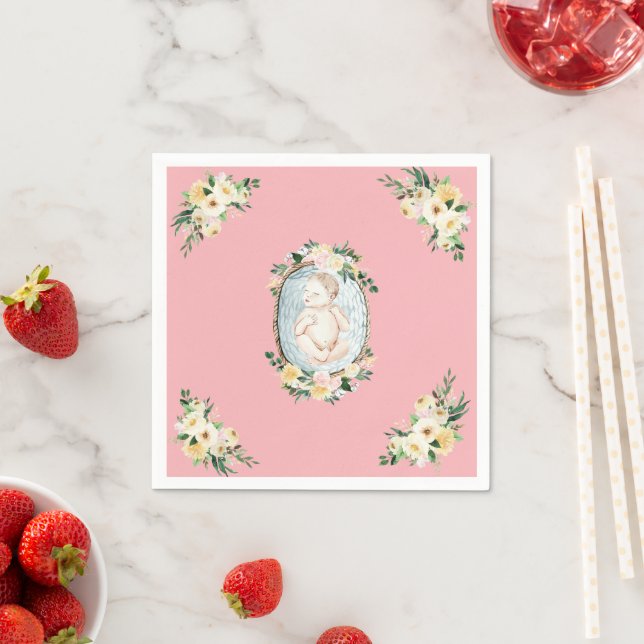 Hübsche Pink Neugeborenenmädchendusche Serviette (Beispiel)