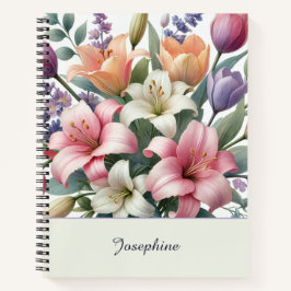 Hübsche Pink Orange Wasserfarben Floral Notizbuch