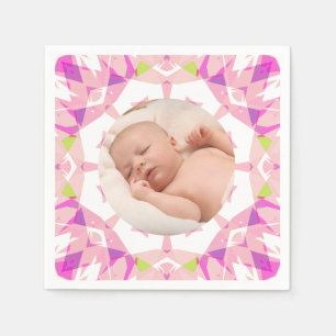 Hübsche Pink Pastels Custom Picture Girl's Birthda Serviette