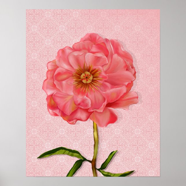 Hübsche Pink Peony Blume Art Poster (Vorne)