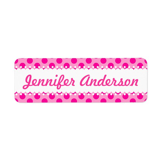 Hübsche Pink Polka Dots - Individuelle Name Labels (Vorne)