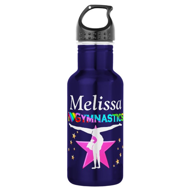 HÜBSCHE PINK STAR PERSONALISIERT GYMNAST WASSERFLA TRINKFLASCHE (Vorderseite)