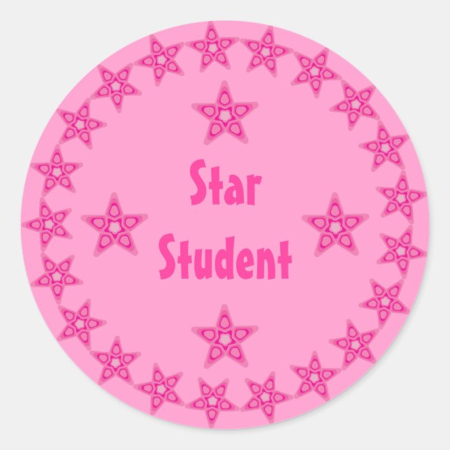 Hübsche Pink Star Student Belohnung individuell ei Runder Aufkleber (Vorderseite)