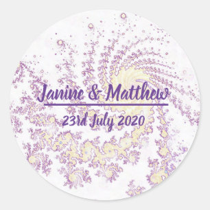 Hübsche Pink Swirling Wedding Runder Aufkleber