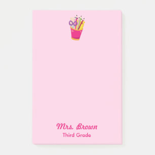 Hübsche Pink Teacher School - Nachhinweise Post-it Klebezettel