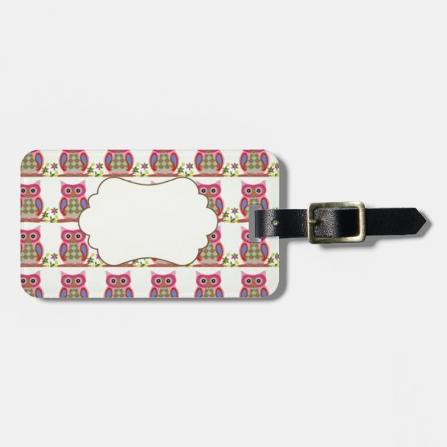Hübsche Pink Uhus Musterzubehör Gepäckanhänger (Vorderseite horizontal)