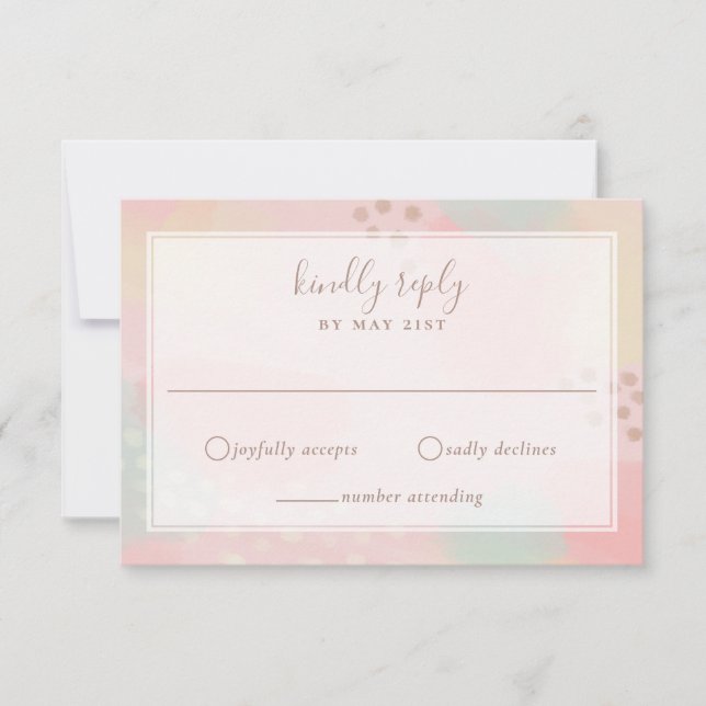 Hübsche Pink und Peach Pastel Moderne Kunst Hochze RSVP Karte (Vorderseite)