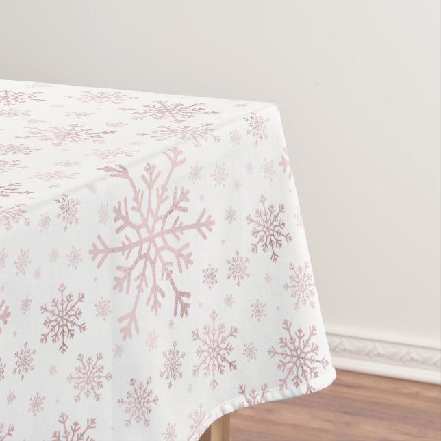Hübsche Pink Weihnachtsschneeflocken im Winter Wei Tischdecke (Beispiel)