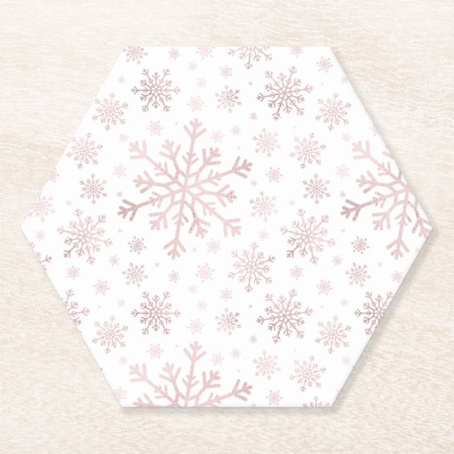 Hübsche Pink Weihnachtsschneeflocken im Winterweiß Untersetzer (Vorderseite)
