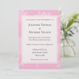 Hübsche Pink White Lace Floral Romantische Hochzei Einladung