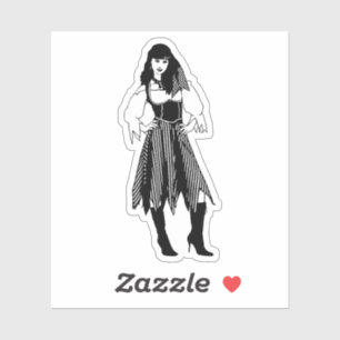 Hübsche Pirate Lady Fantasy Original nautische Kun Aufkleber