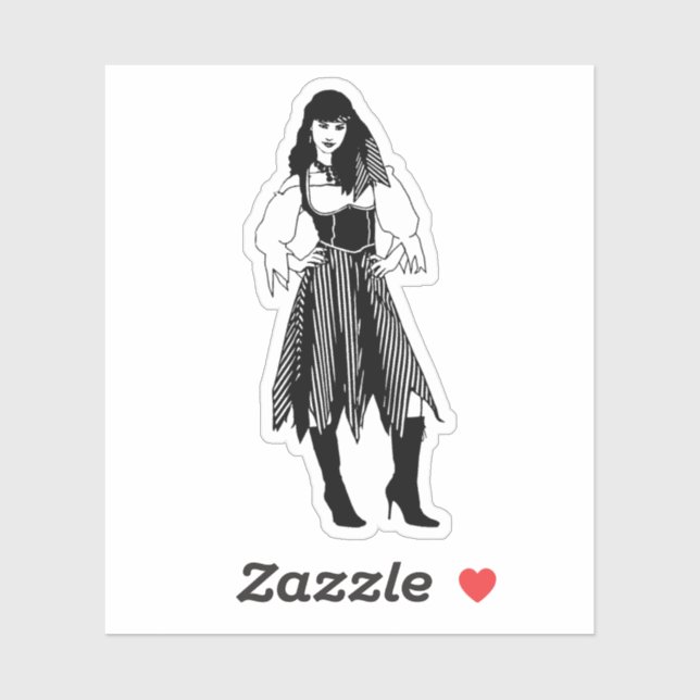 Hübsche Pirate Lady Fantasy Original nautische Kun Aufkleber (Blatt)