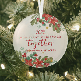 Hübsche Poinsettia - Erste Weihnachtsfeier Ornament Aus Glas