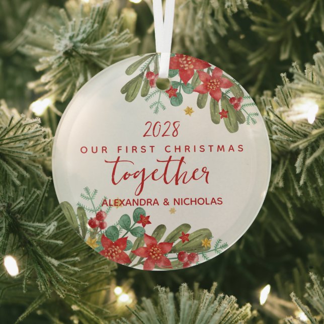 Hübsche Poinsettia - Erste Weihnachtsfeier Ornament Aus Glas (InSitu)