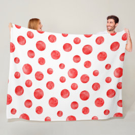 Hübsche Polka Punkte in rot-weiß l Niedlich modern Fleecedecke