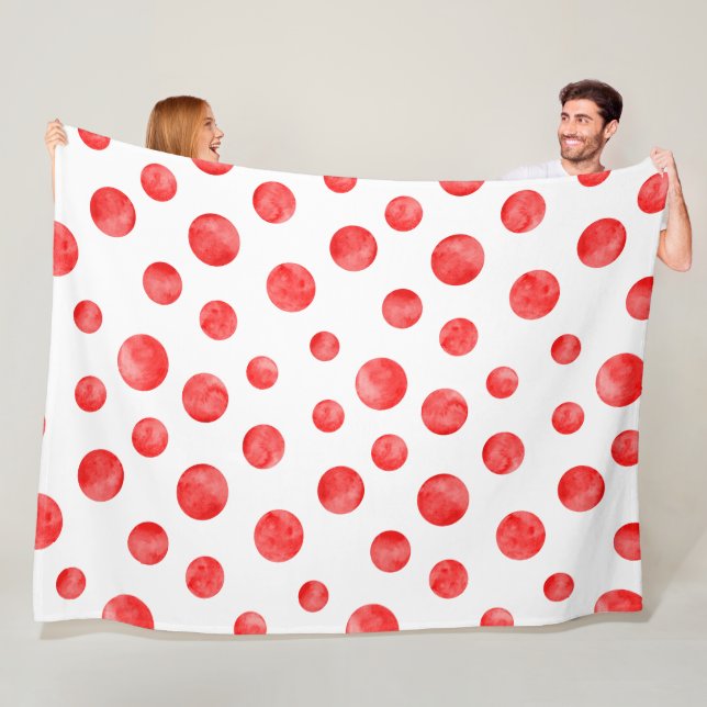 Hübsche Polka Punkte in rot-weiß l Niedlich modern Fleecedecke (Beispiel)