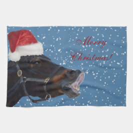 Hübsche Pony-frohe Weihnacht-Küchen-Tücher Handtuch