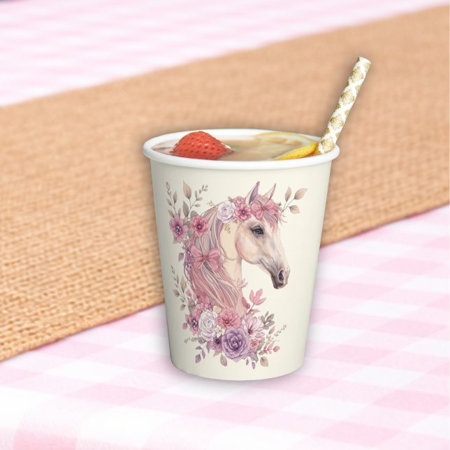 Hübsche Ponys Pastell Blumen Pferd Mädchen Pappbecher (Von Creator hochgeladen)