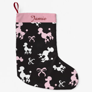 Hübsche Poodles Rosa und Schwarz Kleiner Weihnachtsstrumpf