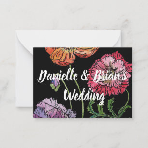 Hübsche Poppies Black Wedding Einladungskarte