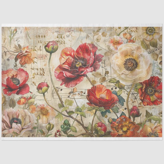 Hübsche Poppies Seidenpapier (Vorderseite)