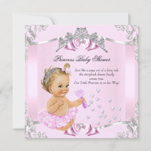Hübsche Prinzessin Baby Shower Rosa Tutu Blond Einladung