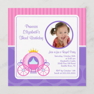 Hübsche Prinzessin Carriage Foto Birthday Einladung