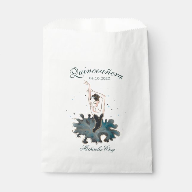 Hübsche Prinzessin Emerald Quinceanera Gefälligkei Geschenktütchen (Vorderseite)