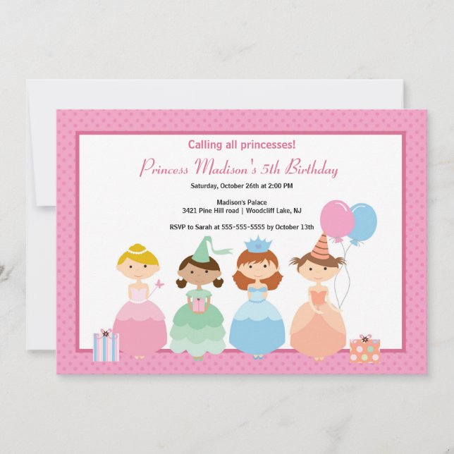 Hübsche Prinzessin Geburtstagspartei Einladung (Vorderseite)
