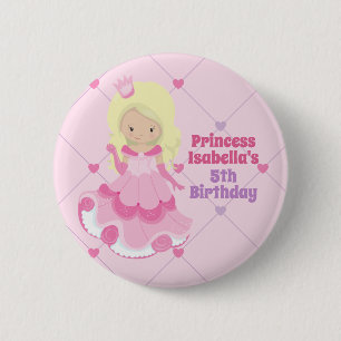 Hübsche Prinzessin Geburtstagsparty Girl Custom Pi Button