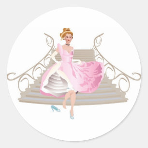 Hübsche Prinzessin in rosa Farbe Runder Aufkleber