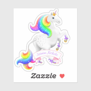 Hübsche Prinzessin Rainbow Unicorn Aufkleber
