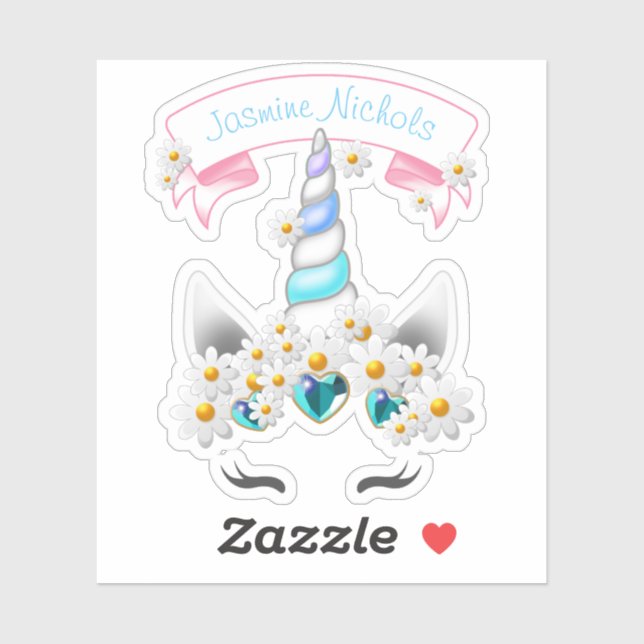 Hübsche Prinzessin Unicorn Crown mit Jadejuwelen Aufkleber (Blatt)