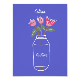Hübsche Proteas Südafrikanische Blume Illustration Fotodruck
