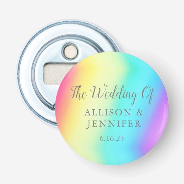 Hübsche Rainbow-Gastgeschenk Hochzeit Personalisie Flaschenöffner (Vorderseite)