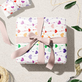 Hübsche Rainbow Hearts Pattern Kids Geschenkpapier
