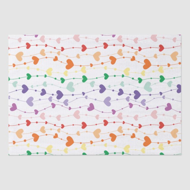 Hübsche Rainbow Hearts Pattern Kids Seidenpapier (Vorderseite)