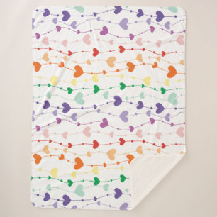 Hübsche Rainbow Hearts Pattern Kids Sherpadecke